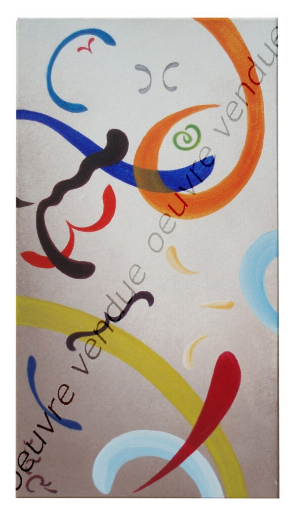 "Kunterbunter" petits et grands par dessus par dessous. H30cm x L14,5cm, acrylique sur bois